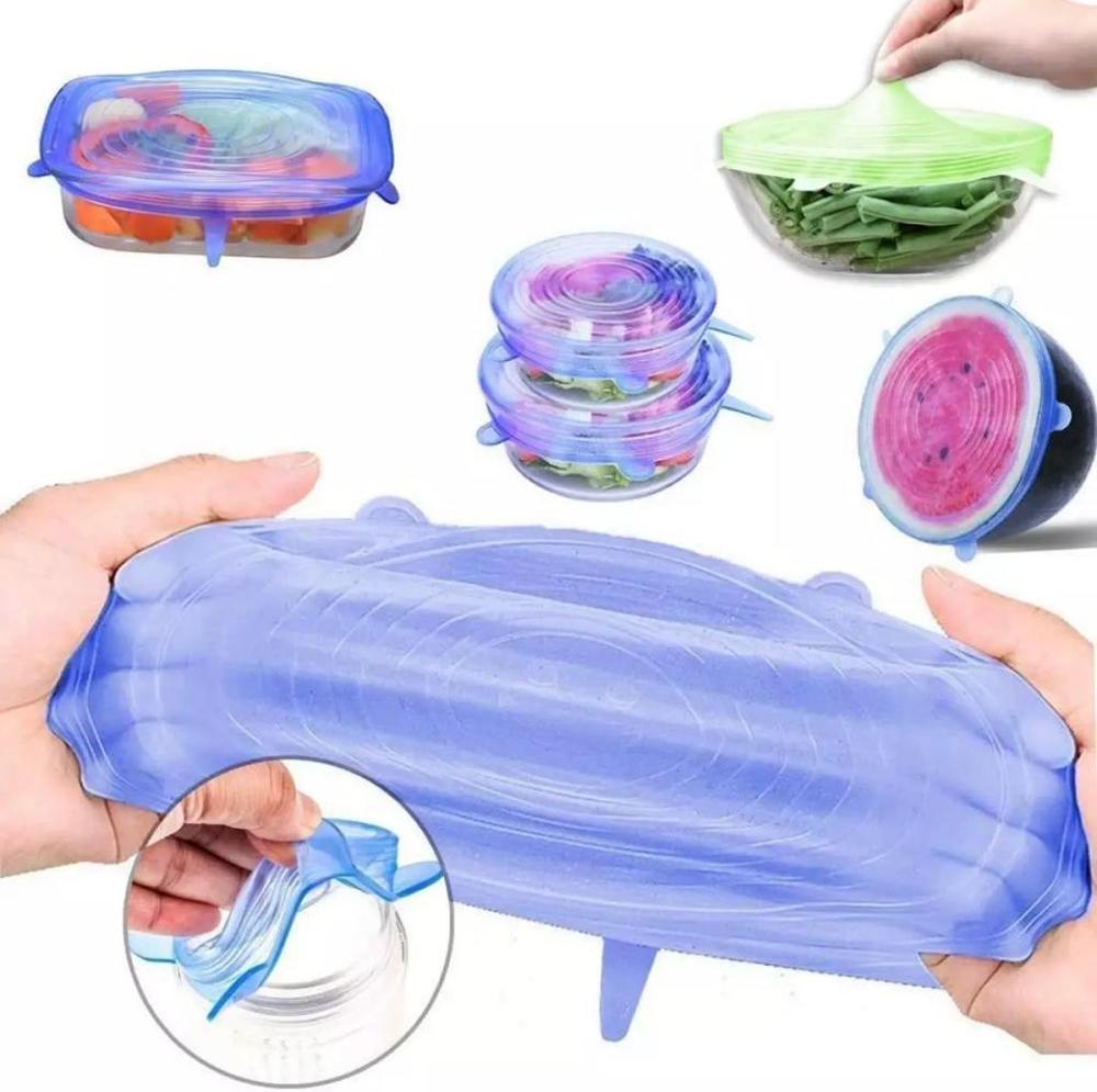 6 pcs Kitchen  Reusable Silicone Strech seal lid