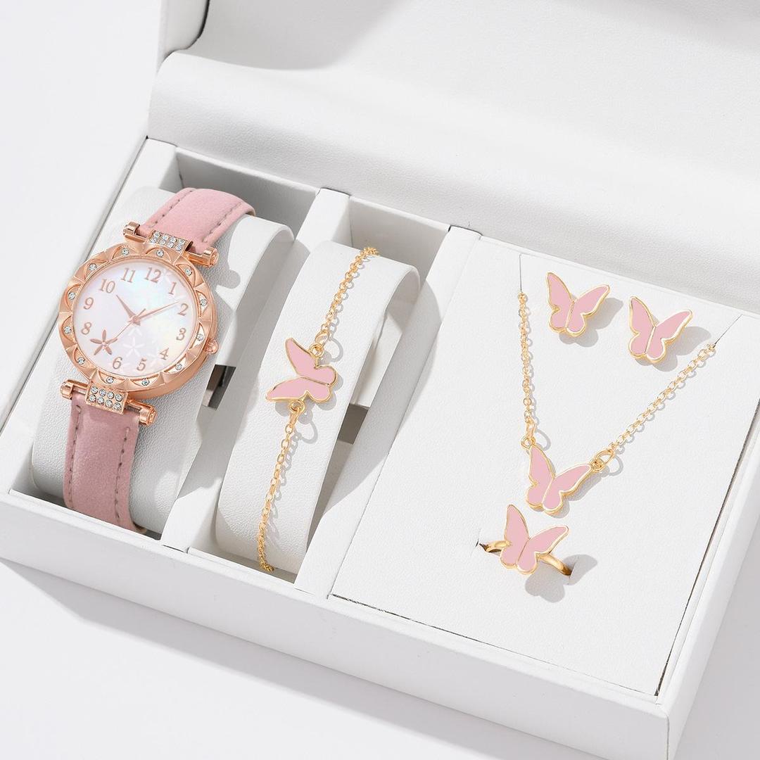 New Tiktok Popular Women's Watch Fashion personalty Butterfly Digital belt  Watch Suit